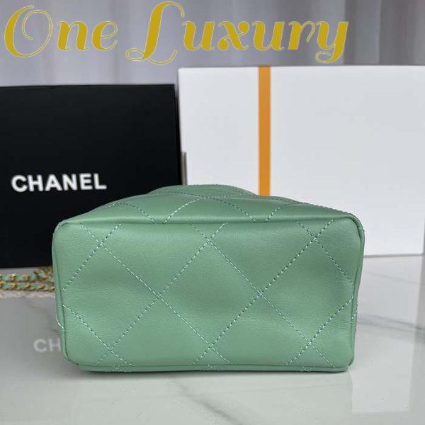 Replica Chanel Women CC Small Bucket Bag Lambskin Resin Gold-Tone Metal Light Green 9