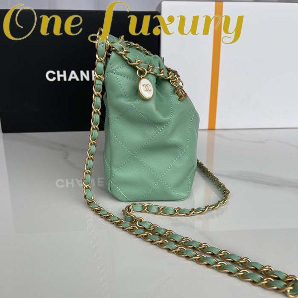 Replica Chanel Women CC Small Bucket Bag Lambskin Resin Gold-Tone Metal Light Green 10