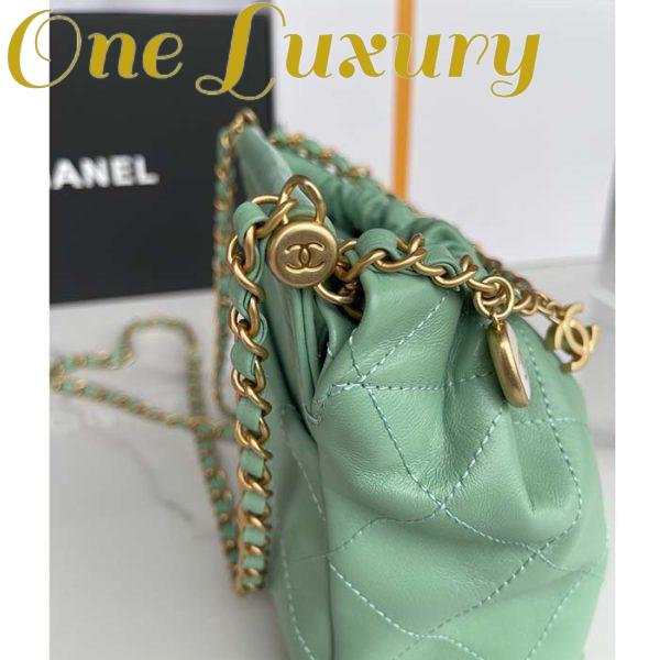 Replica Chanel Women CC Small Bucket Bag Lambskin Resin Gold-Tone Metal Light Green 11