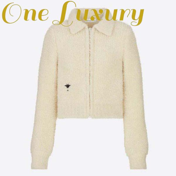 Replica Dior Women Bee Fleece Blouson Ecru Technical Wool Cashmere Knit