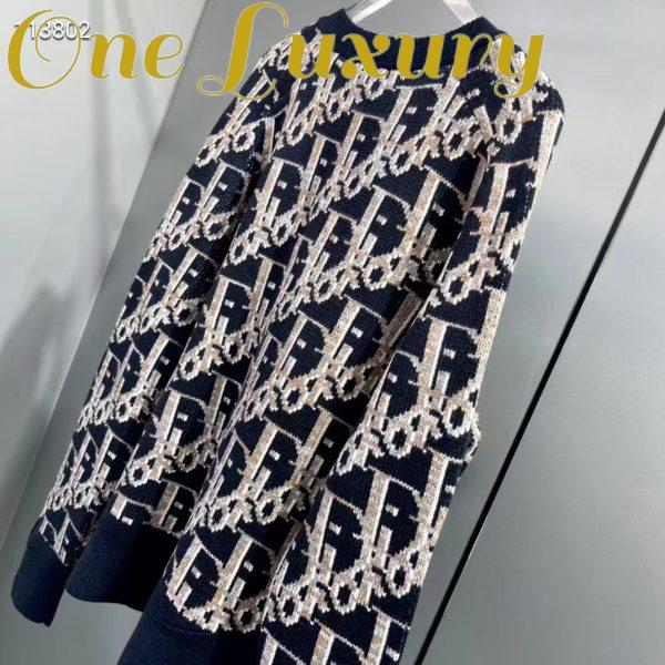 Replica Dior Women CD Dior Oblique Cardigan Navy Blue Wool Jacquard 3
