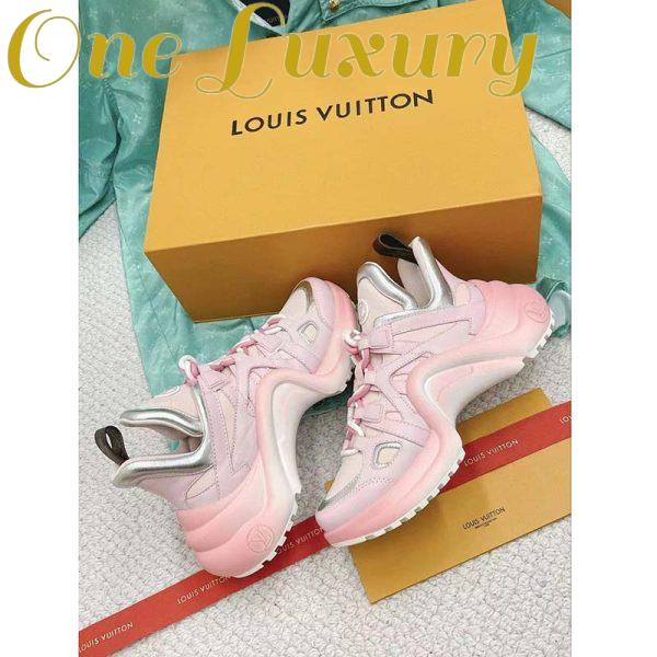 Replica Louis Vuitton Women LV Archlight Sneaker Rose Clair Pink Mix Materials Ribbon Laces 6
