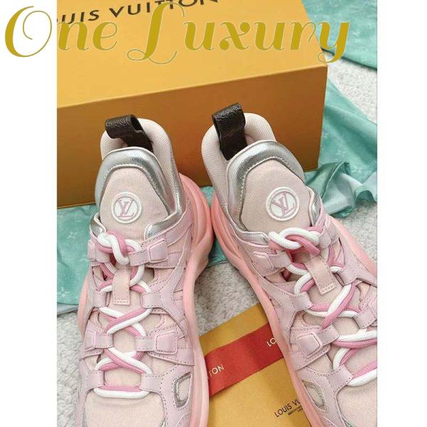 Replica Louis Vuitton Women LV Archlight Sneaker Rose Clair Pink Mix Materials Ribbon Laces 8