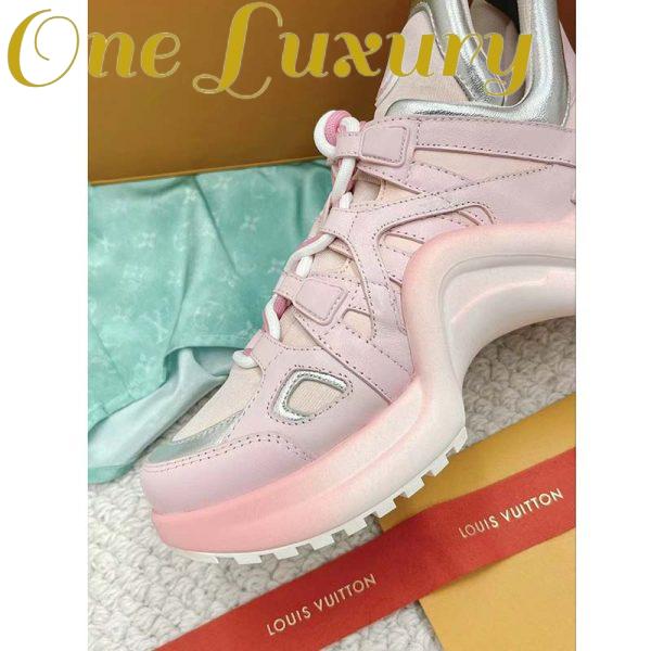 Replica Louis Vuitton Women LV Archlight Sneaker Rose Clair Pink Mix Materials Ribbon Laces 9