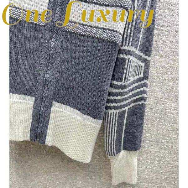 Replica Dior Women CD DiorAlps Zipped Cardigan Hood Gray White Wool Cashmere Knit 9