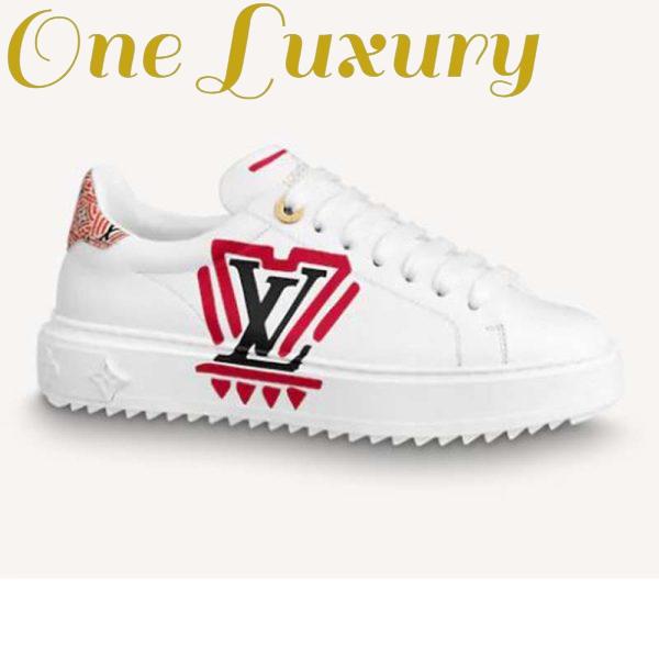 Replica Louis Vuitton Women LV Crafty Time Out Sneaker Printed Calf Leather Red 2