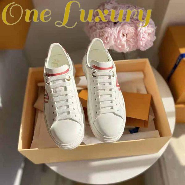 Replica Louis Vuitton Women LV Crafty Time Out Sneaker Printed Calf Leather Red 5