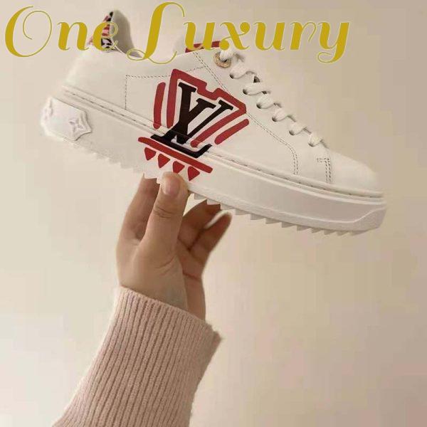 Replica Louis Vuitton Women LV Crafty Time Out Sneaker Printed Calf Leather Red 7