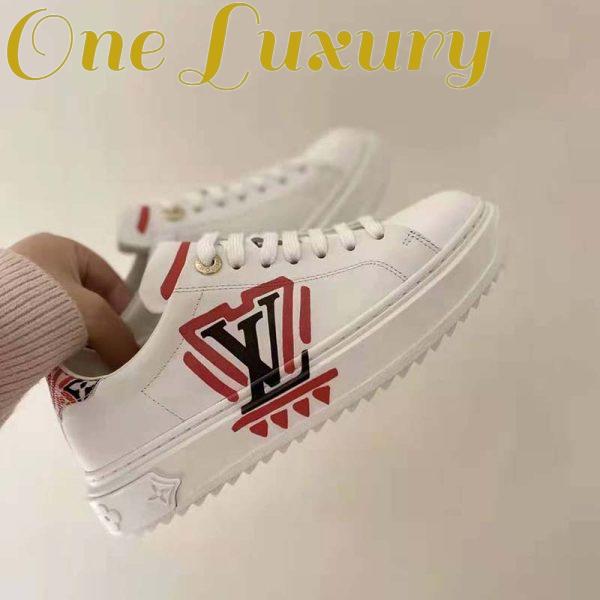 Replica Louis Vuitton Women LV Crafty Time Out Sneaker Printed Calf Leather Red 8