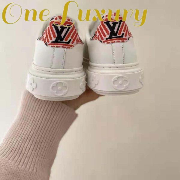 Replica Louis Vuitton Women LV Crafty Time Out Sneaker Printed Calf Leather Red 9