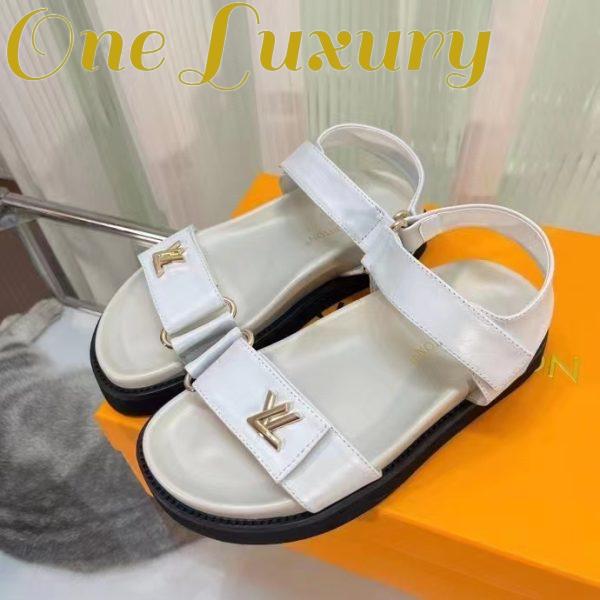 Replica Louis Vuitton Women LV Sunset Comfort Flat Sandal Ivory White Lamb Leather 3
