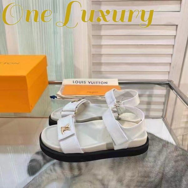 Replica Louis Vuitton Women LV Sunset Comfort Flat Sandal Ivory White Lamb Leather 4