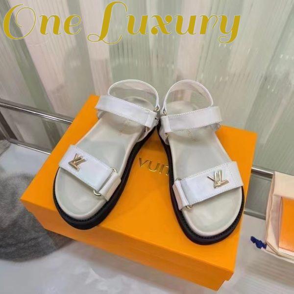 Replica Louis Vuitton Women LV Sunset Comfort Flat Sandal Ivory White Lamb Leather 5