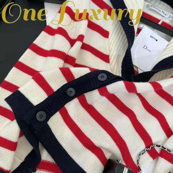 Replica Dior Women Mariniere Cardigan Red and Ecru D-Stripes Ribbed Wool and Cashmere Knit 7