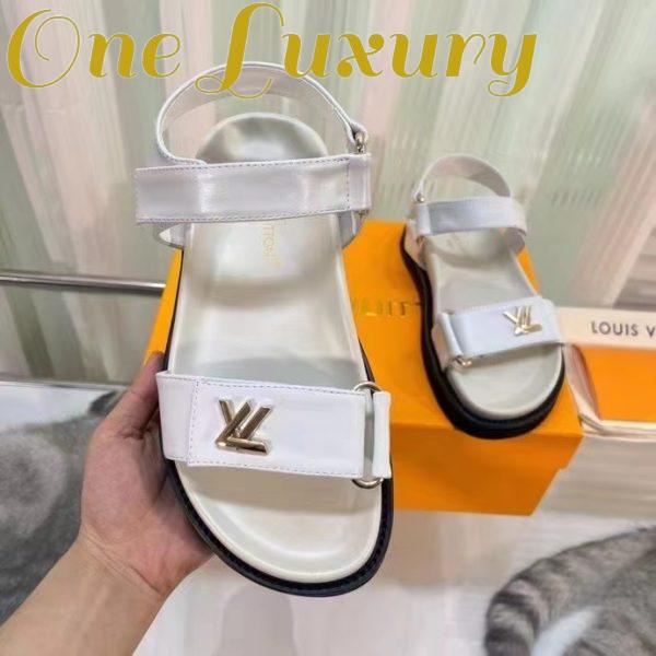 Replica Louis Vuitton Women LV Sunset Comfort Flat Sandal Ivory White Lamb Leather 8