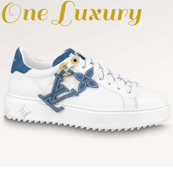 Replica Louis Vuitton Women LV Time Out Sneaker Blue Mix Materials Monogram Flower