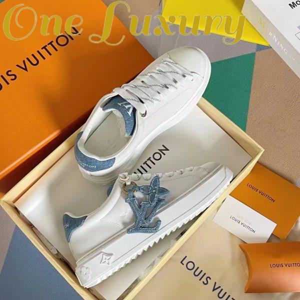Replica Louis Vuitton Women LV Time Out Sneaker Blue Mix Materials Monogram Flower 4