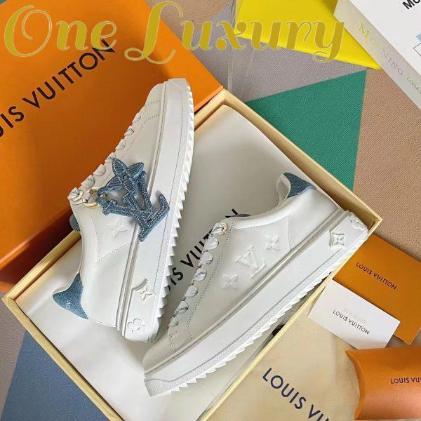 Replica Louis Vuitton Women LV Time Out Sneaker Blue Mix Materials Monogram Flower 7