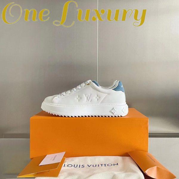 Replica Louis Vuitton Women LV Time Out Sneaker Blue Mix Materials Monogram Flower 8