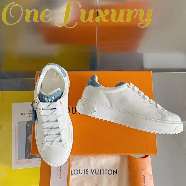 Replica Louis Vuitton Women LV Time Out Sneaker Blue Mix Materials Monogram Flower 9