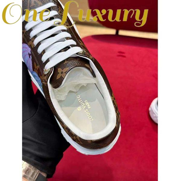 Replica Louis Vuitton Women LV Time Out Sneaker Brown Printed Patent Monogram Canvas Flowers 10