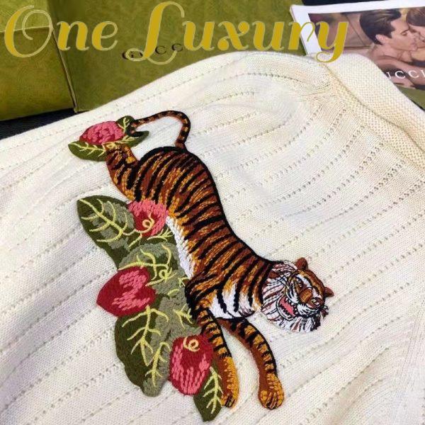 Replica Gucci GG Women Gucci Tiger Knit Sweater Patch Wool Cotton Tiger Flower 7