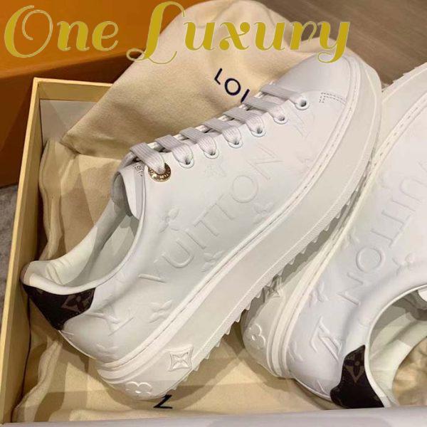 Replica Louis Vuitton Women LV Time Out Sneaker White Debossed Calf Leather Recycled Monogram Nylon 8