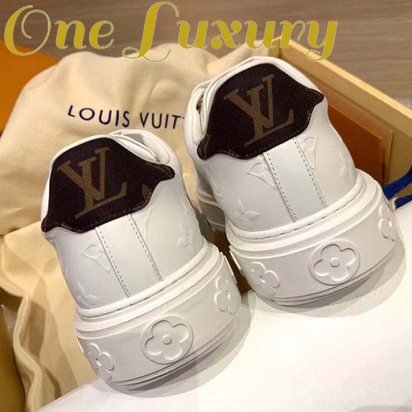 Replica Louis Vuitton Women LV Time Out Sneaker White Debossed Calf Leather Recycled Monogram Nylon 9
