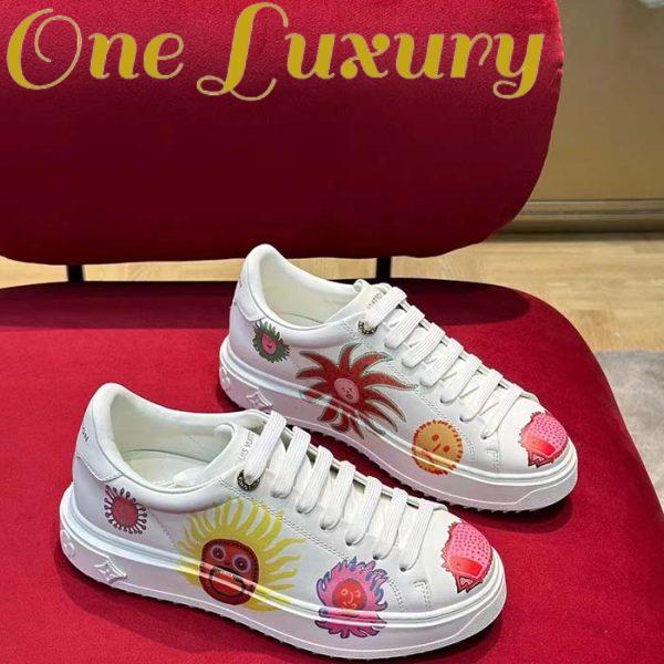 Replica Louis Vuitton Women LV Time Out Sneaker White Printed Calf Leather Monogram Flowers 4