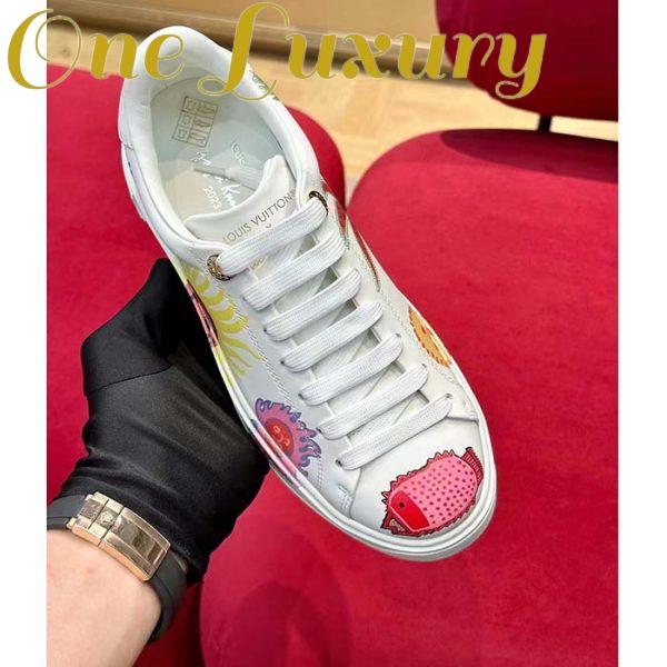 Replica Louis Vuitton Women LV Time Out Sneaker White Printed Calf Leather Monogram Flowers 7
