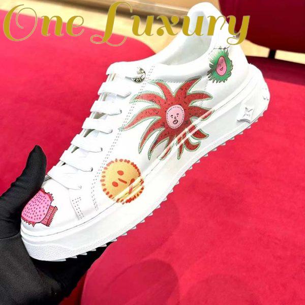 Replica Louis Vuitton Women LV Time Out Sneaker White Printed Calf Leather Monogram Flowers 8