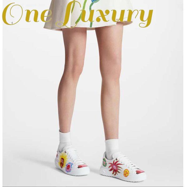 Replica Louis Vuitton Women LV Time Out Sneaker White Printed Calf Leather Monogram Flowers 14