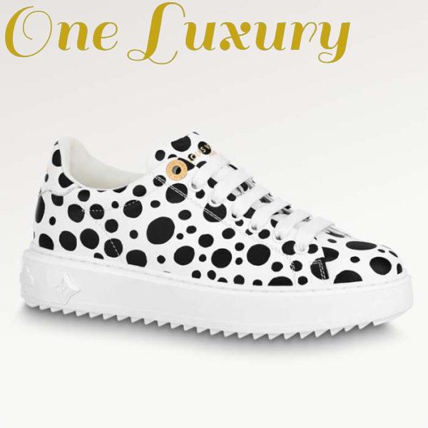 Replica Louis Vuitton Women LV x YK Time Out Sneaker White Printed Calf Leather Monogram Flowers