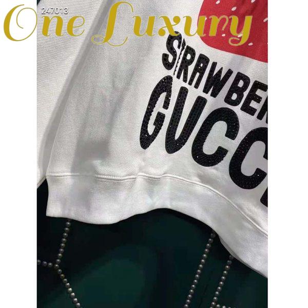 Replica Gucci GG Women Strawberry Gucci Cotton Sweatshirt Fixed Hood Oversize Fit 7
