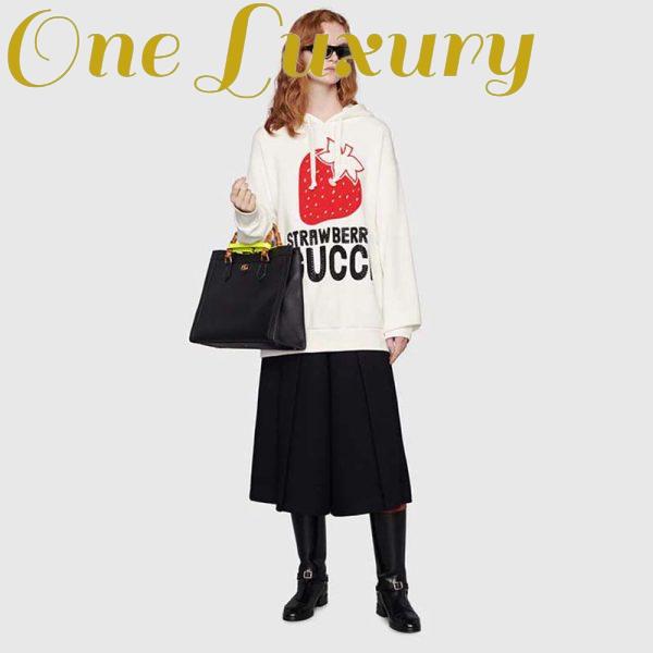 Replica Gucci GG Women Strawberry Gucci Cotton Sweatshirt Fixed Hood Oversize Fit 11