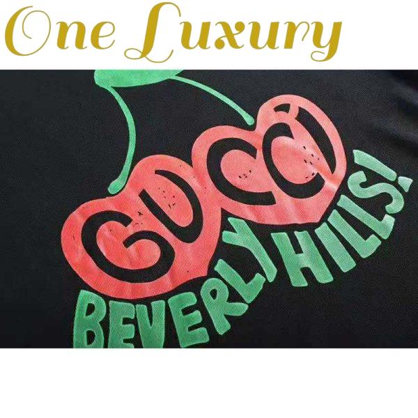 Replica Gucci Men Beverly Hills Cherry Print Sweatshirt Cotton Jersey Crewneck Puff Sleeves-Black 4