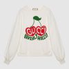 Replica Gucci Men Beverly Hills Cherry Print Sweatshirt Cotton Jersey Crewneck Puff Sleeves-Black 8