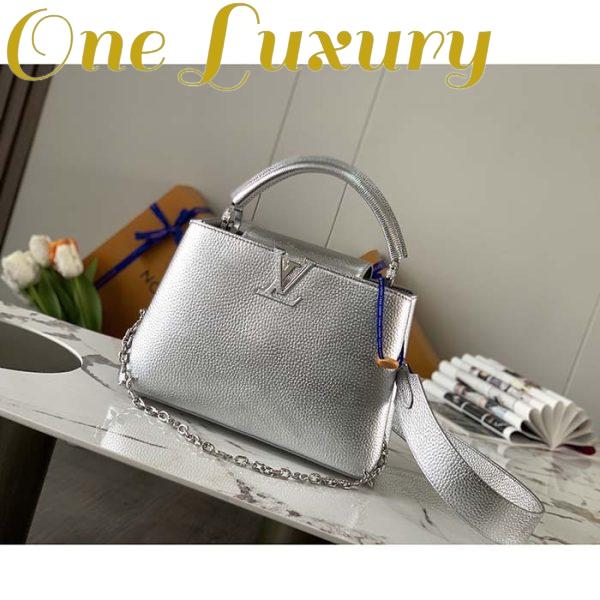 Replica Louis Vuitton LV Women Capucines BB Handbag Etain Metallic Gray Taurillon Leather 3