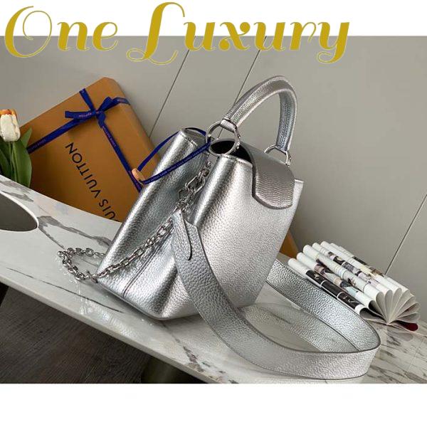 Replica Louis Vuitton LV Women Capucines BB Handbag Etain Metallic Gray Taurillon Leather 5