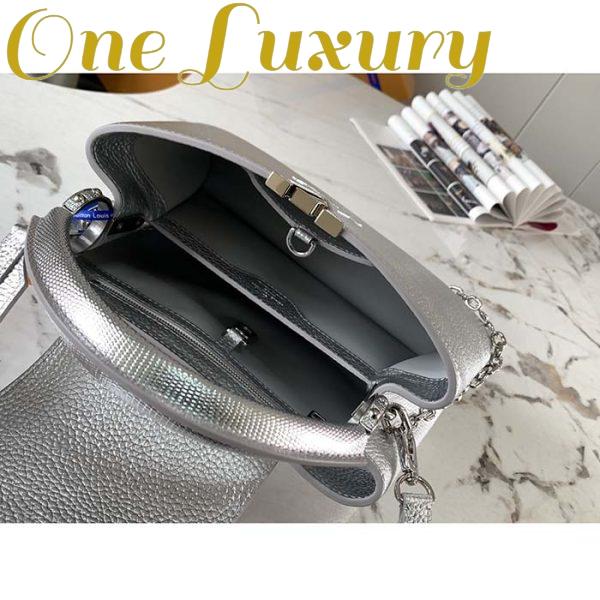 Replica Louis Vuitton LV Women Capucines BB Handbag Etain Metallic Gray Taurillon Leather 8