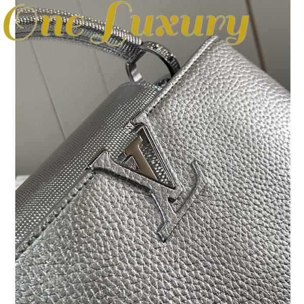 Replica Louis Vuitton LV Women Capucines BB Handbag Etain Metallic Gray Taurillon Leather 9