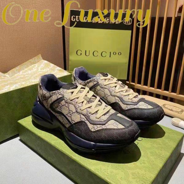Replica Gucci Unisex GG Rhyton Sneaker Beige Blue GG Supreme Canvas 5 Cm Heel 3