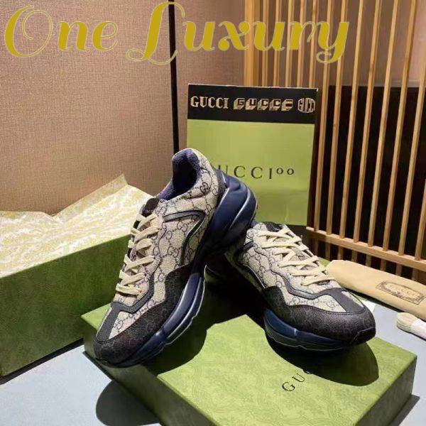 Replica Gucci Unisex GG Rhyton Sneaker Beige Blue GG Supreme Canvas 5 Cm Heel 4