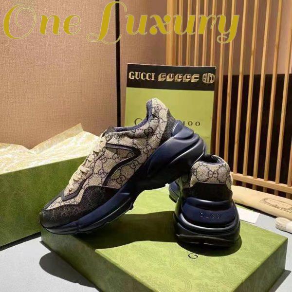 Replica Gucci Unisex GG Rhyton Sneaker Beige Blue GG Supreme Canvas 5 Cm Heel 7