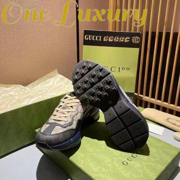 Replica Gucci Unisex GG Rhyton Sneaker Beige Blue GG Supreme Canvas 5 Cm Heel 8