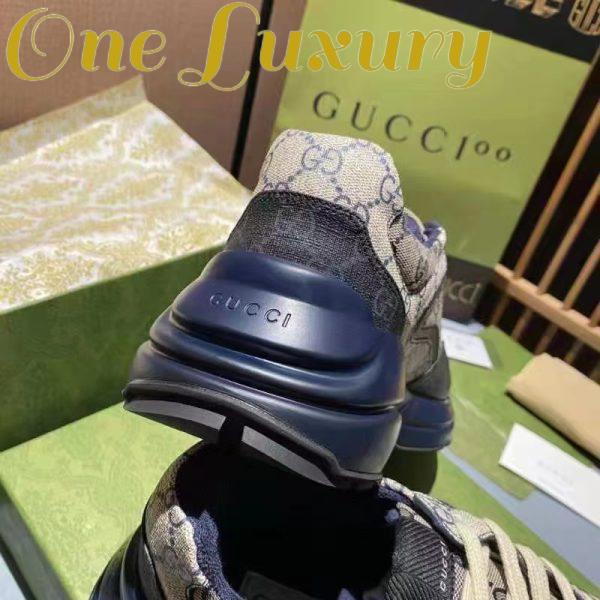 Replica Gucci Unisex GG Rhyton Sneaker Beige Blue GG Supreme Canvas 5 Cm Heel 9
