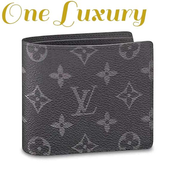 Replica Louis Vuitton LV Unisex Multiple Wallet Monogram Eclipse Canvas-Grey