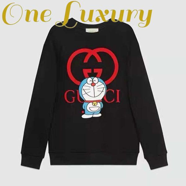 Replica Gucci Men Doraemon x Gucci Cotton Sweatshirt Crewneck Oversized Fit-Black 2