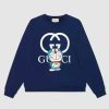 Replica Gucci Men Doraemon x Gucci Cotton Sweatshirt Crewneck Oversized Fit-Black 11