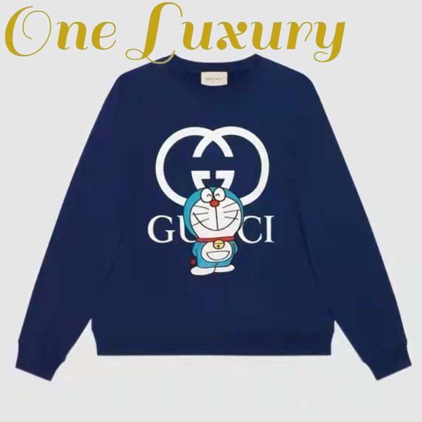 Replica Gucci Men Doraemon x Gucci Cotton Sweatshirt Crewneck Oversized Fit-Navy
